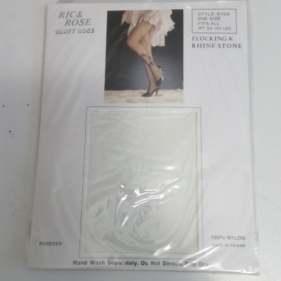 Pantyhose Lot Patterned Rhinestones Black, White and Nude - Picture 5 of 7